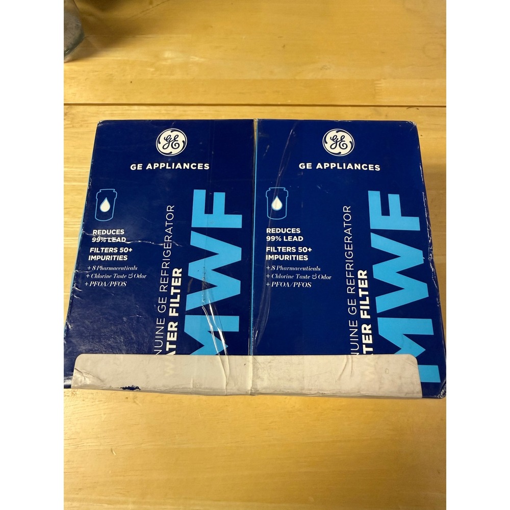 GE MWF Refrigerator Water Filter Genuine GE Appliances 2 Pack White Blue MWFP
